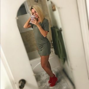 Distressed Green T-Shirt Dress